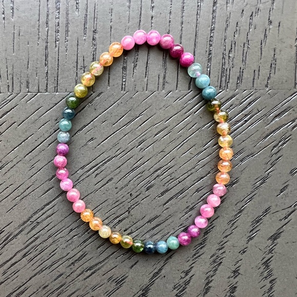 Watermelon tourmaline bracelet 4mm SIZE 6.5’ - Picture 4 of 4